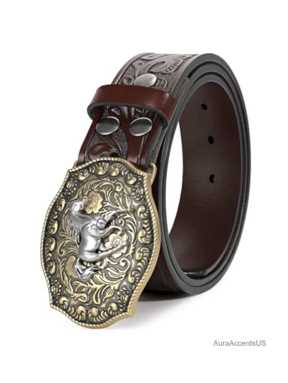 Western Leather Belt with Removable Buckle for Men Women Country Cowboy Belt